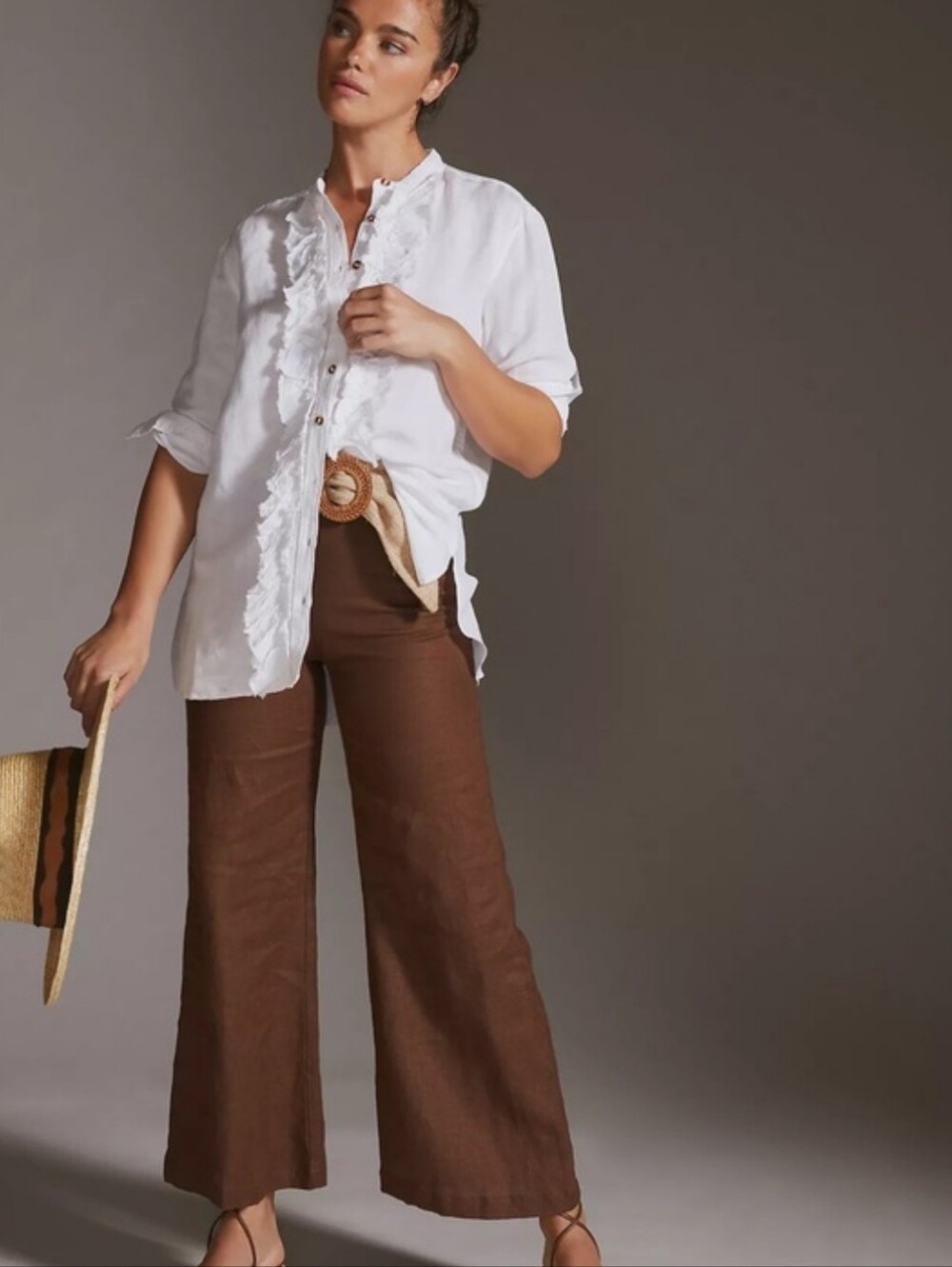 Pilcro White Button-Front Frayed Shirt - Picture 2 of 10